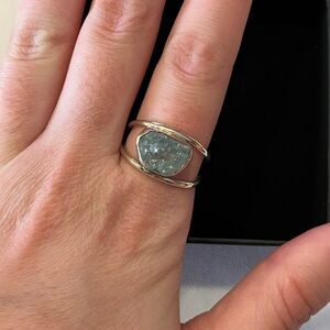 Sterling silver ring, with blue stone. Size 8.5